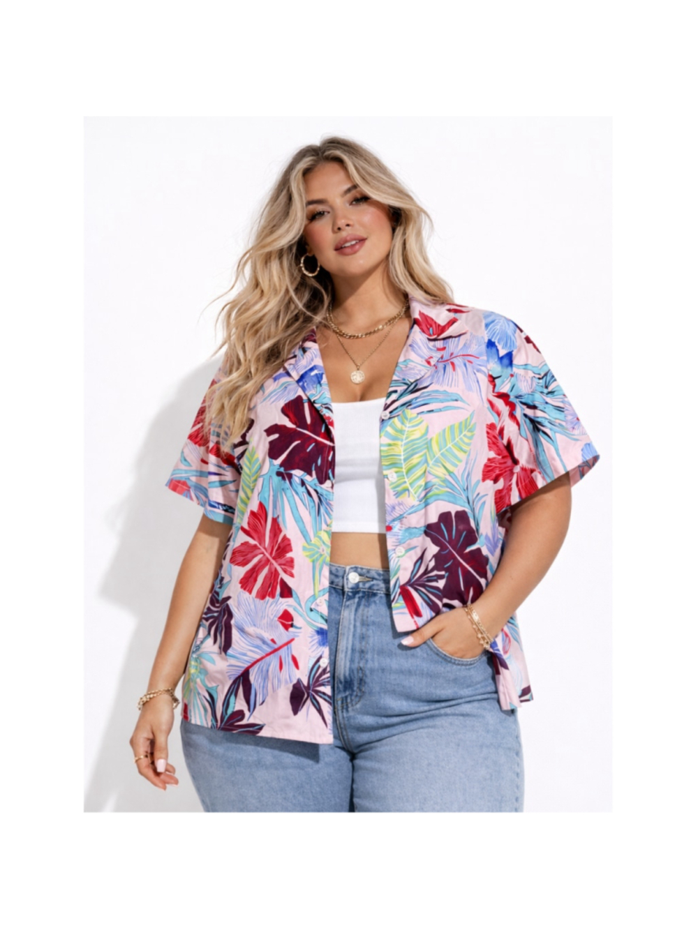 Women's Plus Size Button Down Hawaiian Short Sleeve Shirt – Size 3XL – NWOT